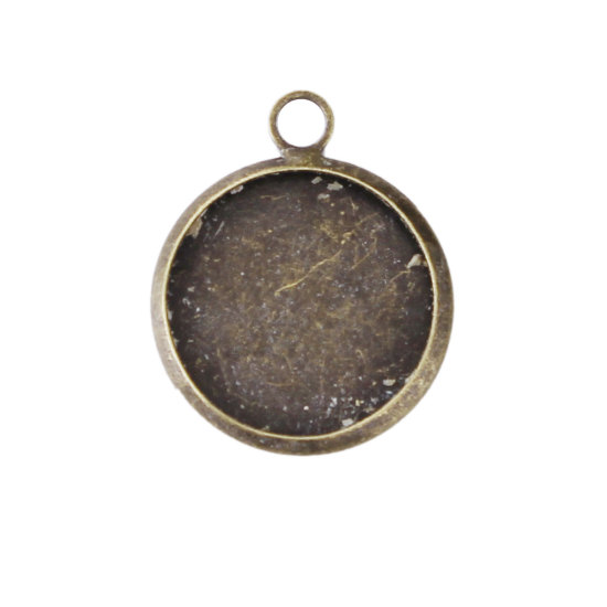 Cabochonhållare/ fäste- rund 14mm,  Brons