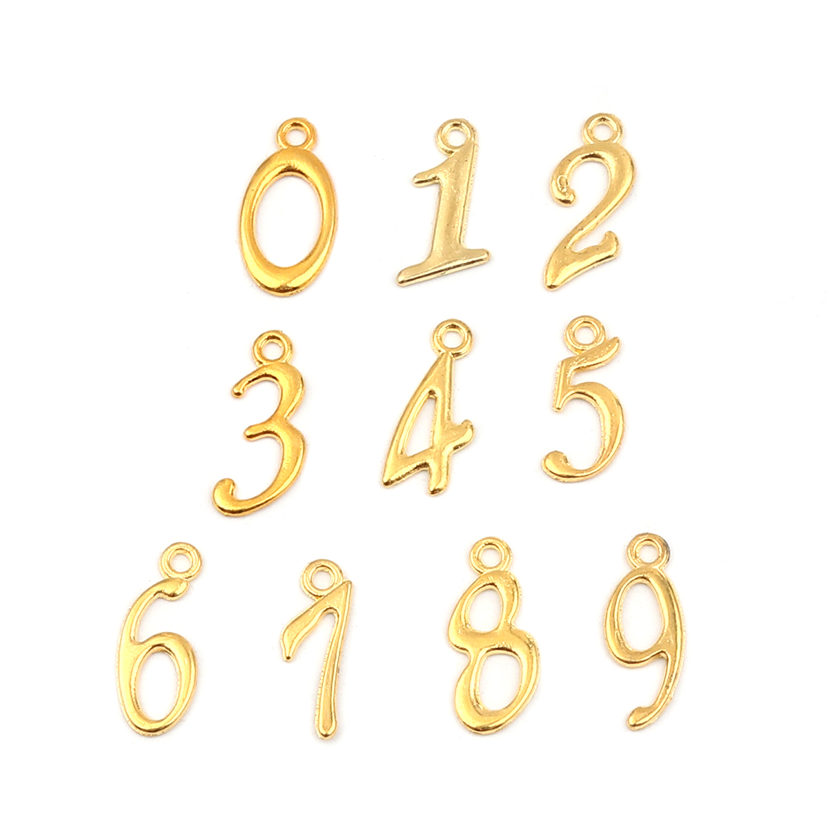 Berlock - Guld 20mm,  Siffra 1-9