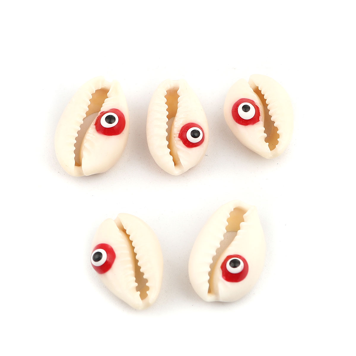 Charm  bead , snail conch Red Evil Eye
