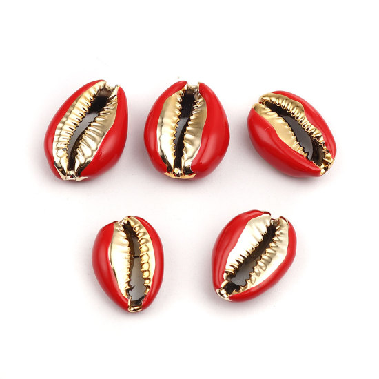 Charm  bead , snail conch Red Gold