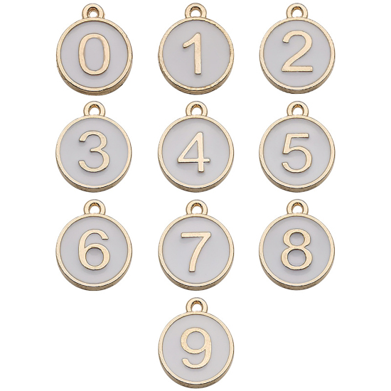Charm   Enamel   Number 1-9, White