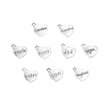 Charm  Heart w text silver