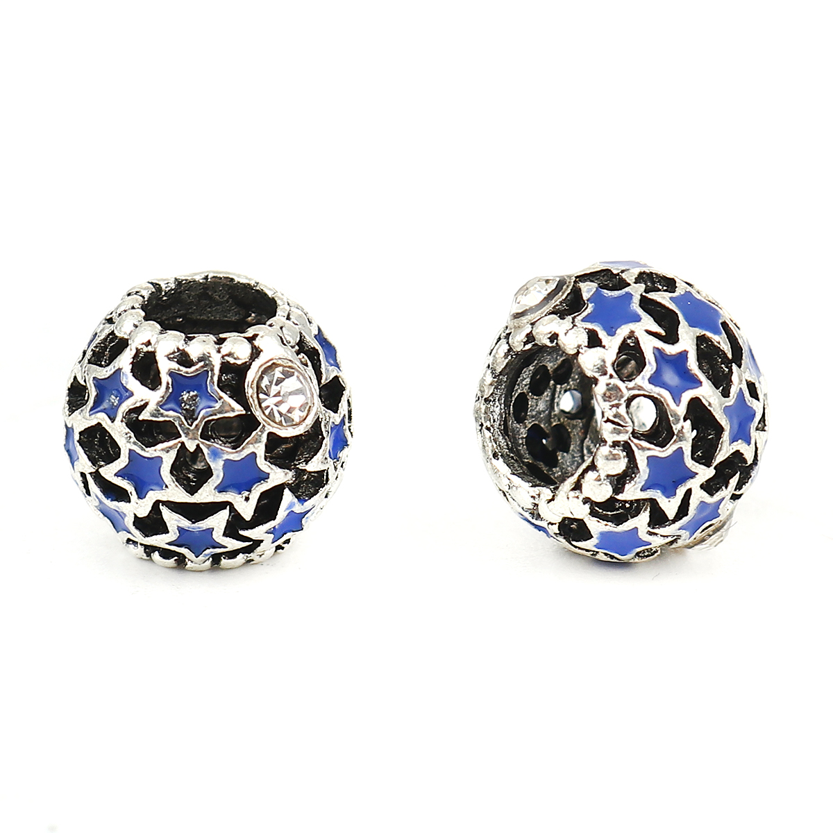 Bead / pendant- Enameld stars w rhinestones
