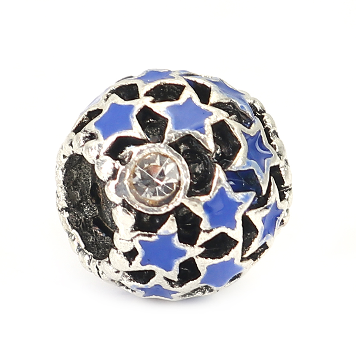Bead / pendant- Enameld stars w rhinestones - 2
