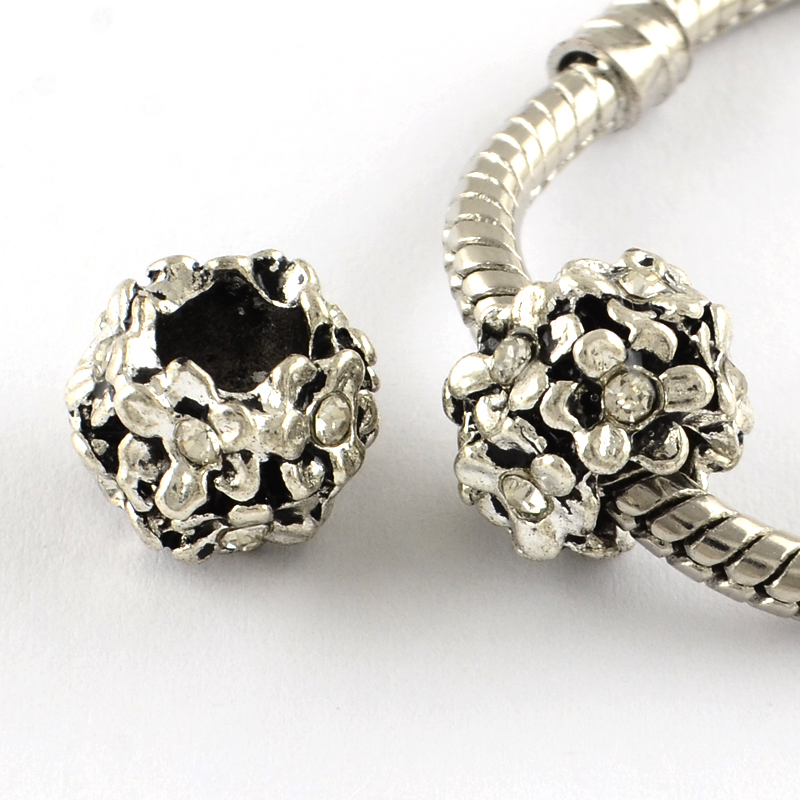 Bead / pendant-  flowers w rhinestones