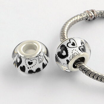 Bead / pendant- hearts Black & White