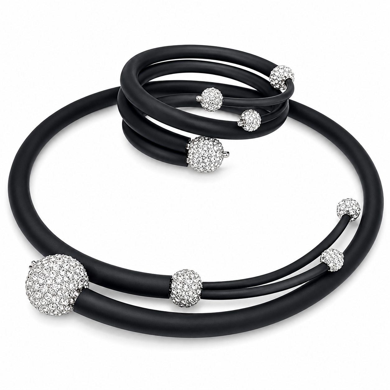 Set necklace & Bracelet Swarovski & Rubber 
