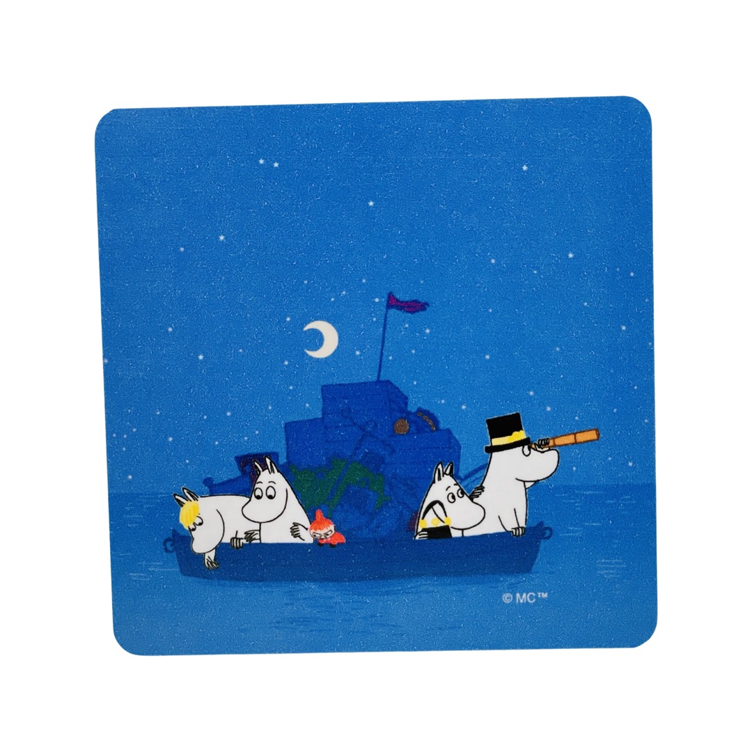 Mumin Glasunderlägg - Boat in night