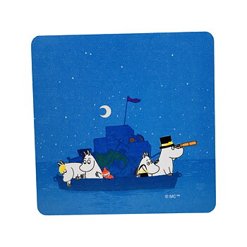 Moomin Glass coaster - Boat in night