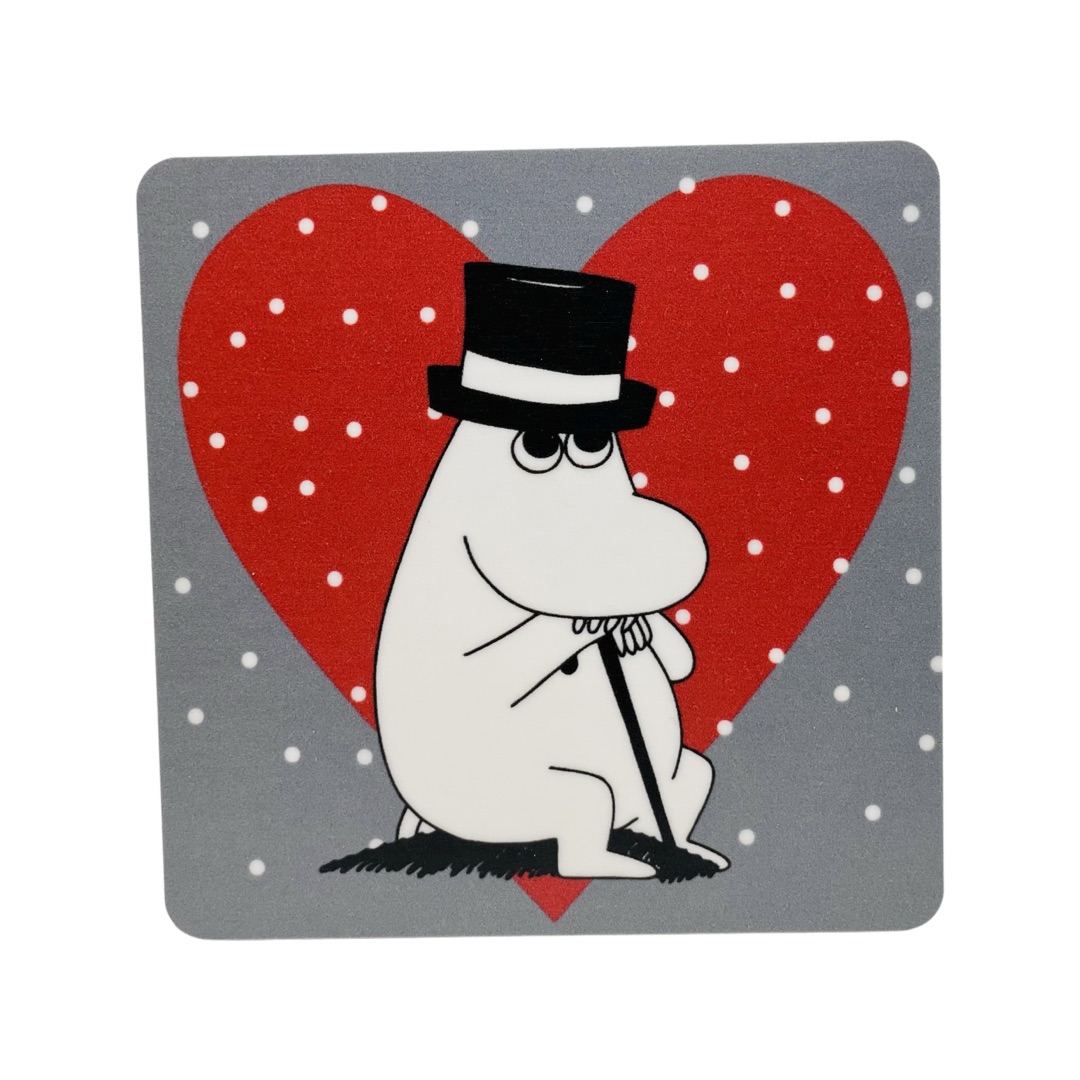 Mumin Glasunderlägg - Julhjärta Muminpappa Grå
