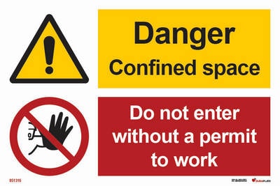 Combination sign "Danger confined space, do not enter without a permit to work" - IMPA 33.3110