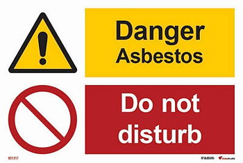 Kombinationsskylt "Danger asbestos, do not disturb" - IMPA 33.3113