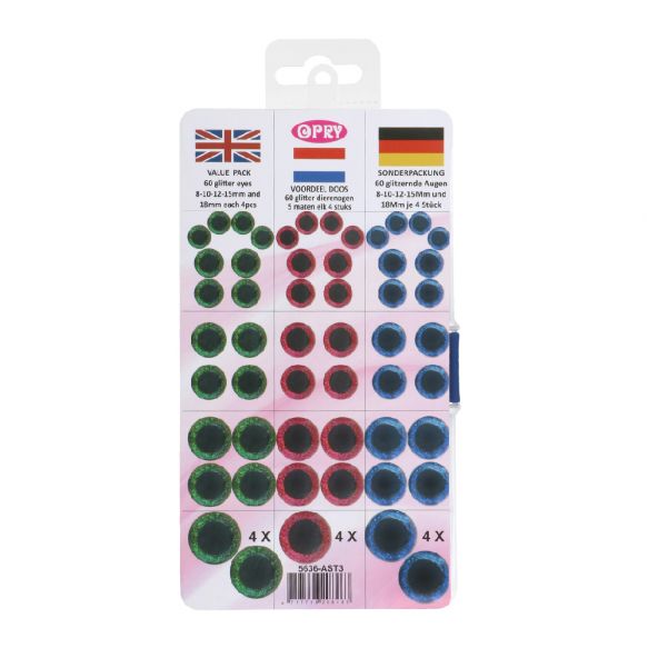 Färgade Glitterögon 30 par - 3