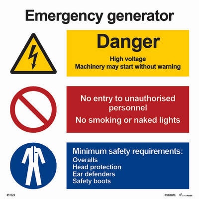 Kombinationsskylt "Emergency generator" - IMPA 33.3135