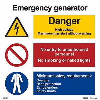 Kombinationsskylt "Emergency generator" - IMPA 33.3135