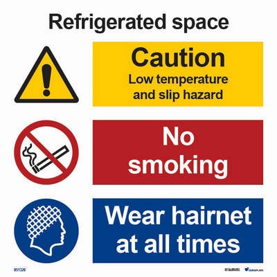 Kombinationsskylt "Refrigerated space" - IMPA 33.3122