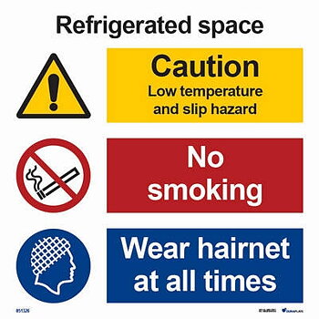 Kombinationsskylt "Refrigerated space" - IMPA 33.3122