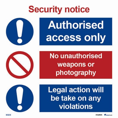 Kombinationsskylt "ISPS security notice" - IMPA 33.3139