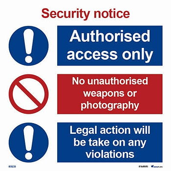 Kombinationsskylt "ISPS security notice" - IMPA 33.3139