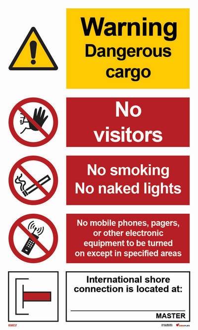 Combination sign "Warning dangerous cargo-gangway notice" - IMPA 33.3014