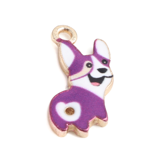 Berlock -  Emaljerad Hund,Corgi- lila