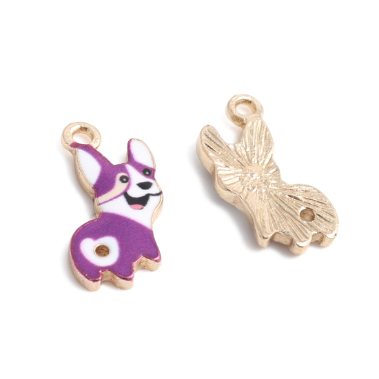 Berlock -  Emaljerad Hund,Corgi- lila - 2