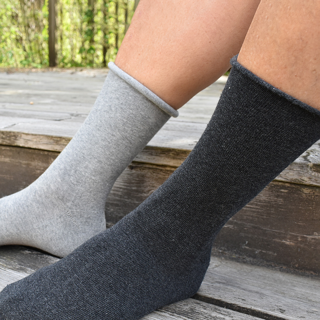 Diabetikersock med rulltopp och en tjockare sula