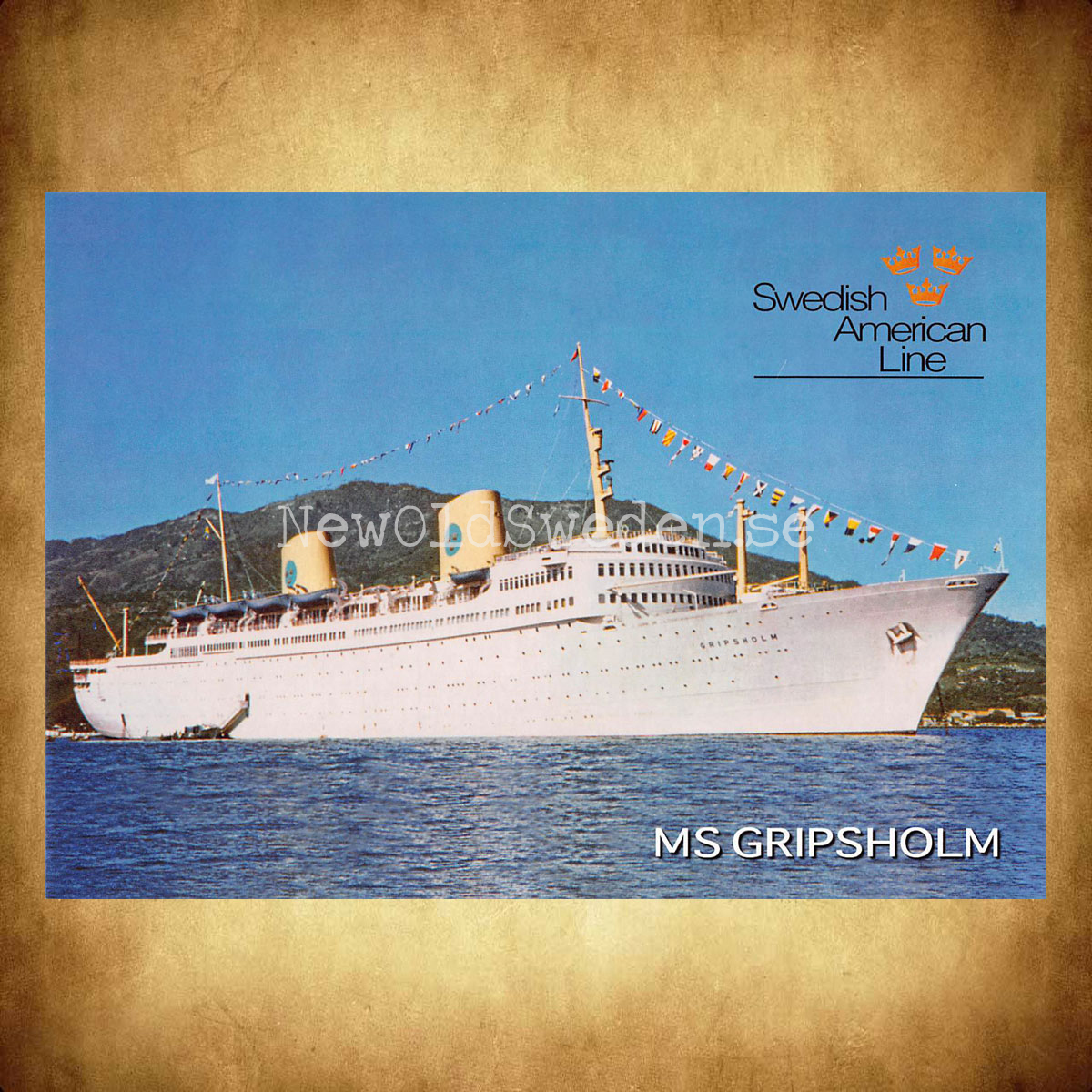 M/S GRIPSHOLM Swedish American Line - Vykort A5 - 2