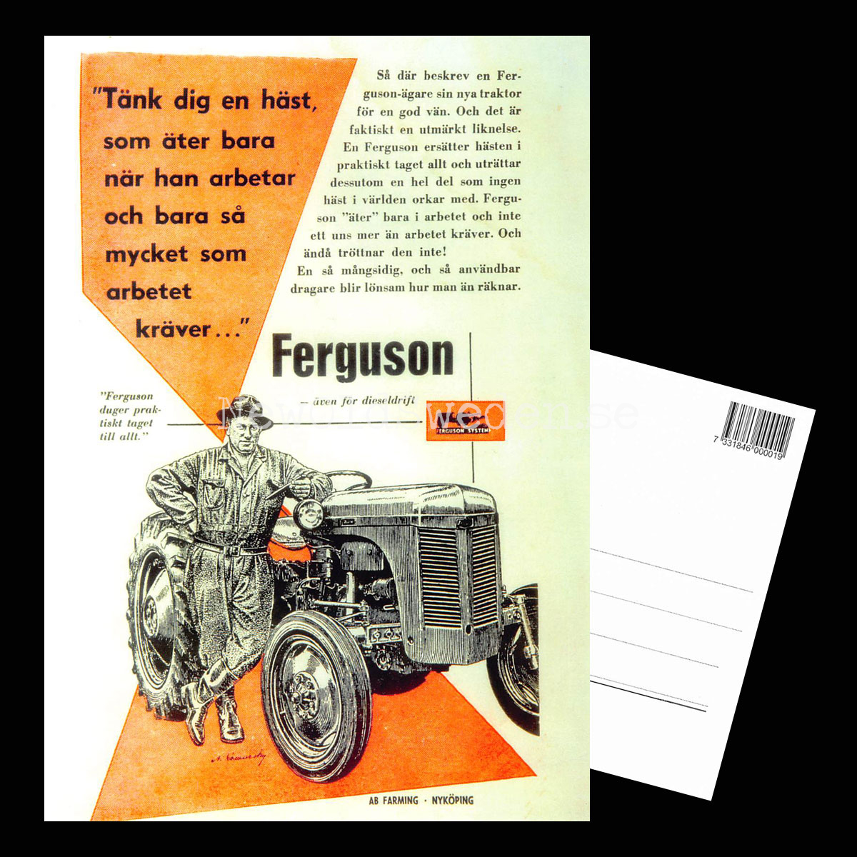 Massey Ferguson - AB FARMING - NYKÖPING Traktor - Vykort A5 - 3