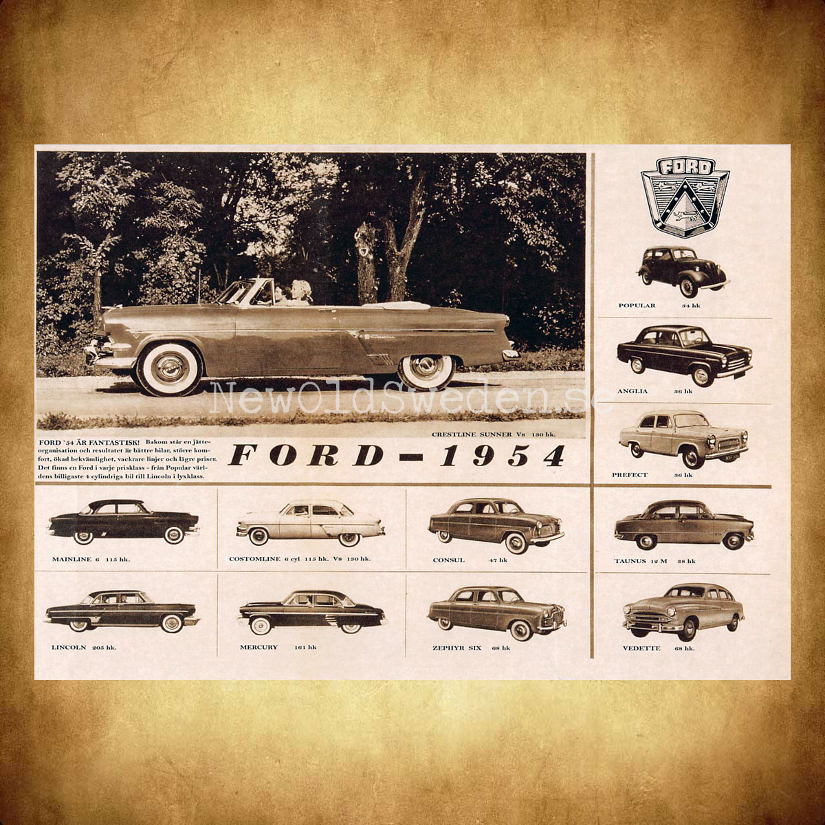 Ford - 1954 - Vykort A5 - 2