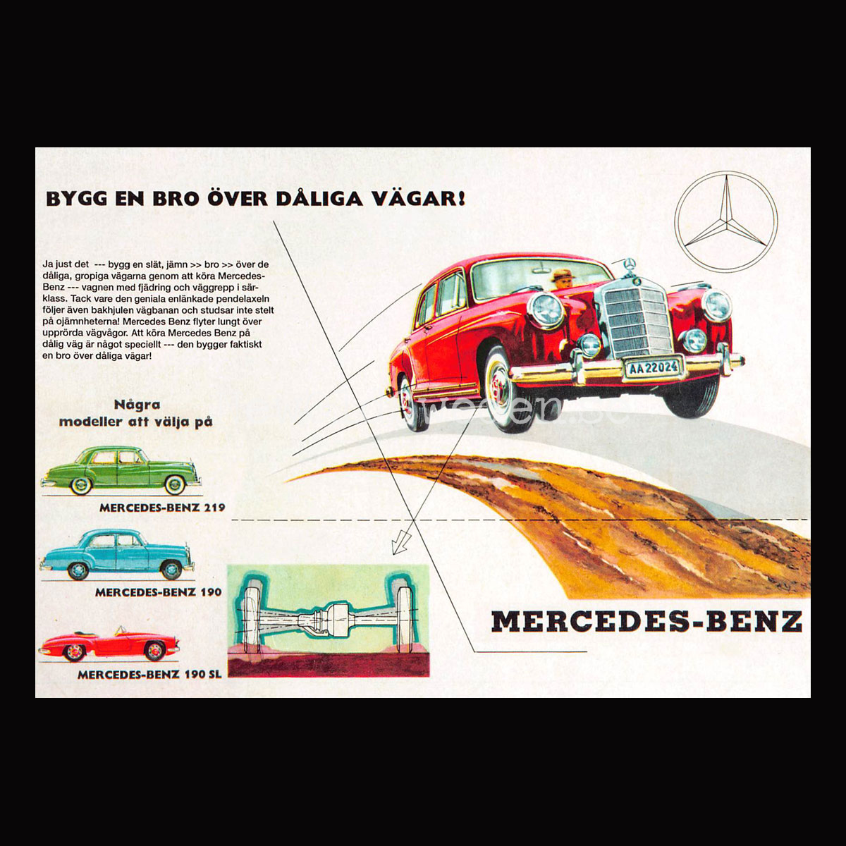 Mercedes Benz 219, 190 & 190 SL - Vykort A5