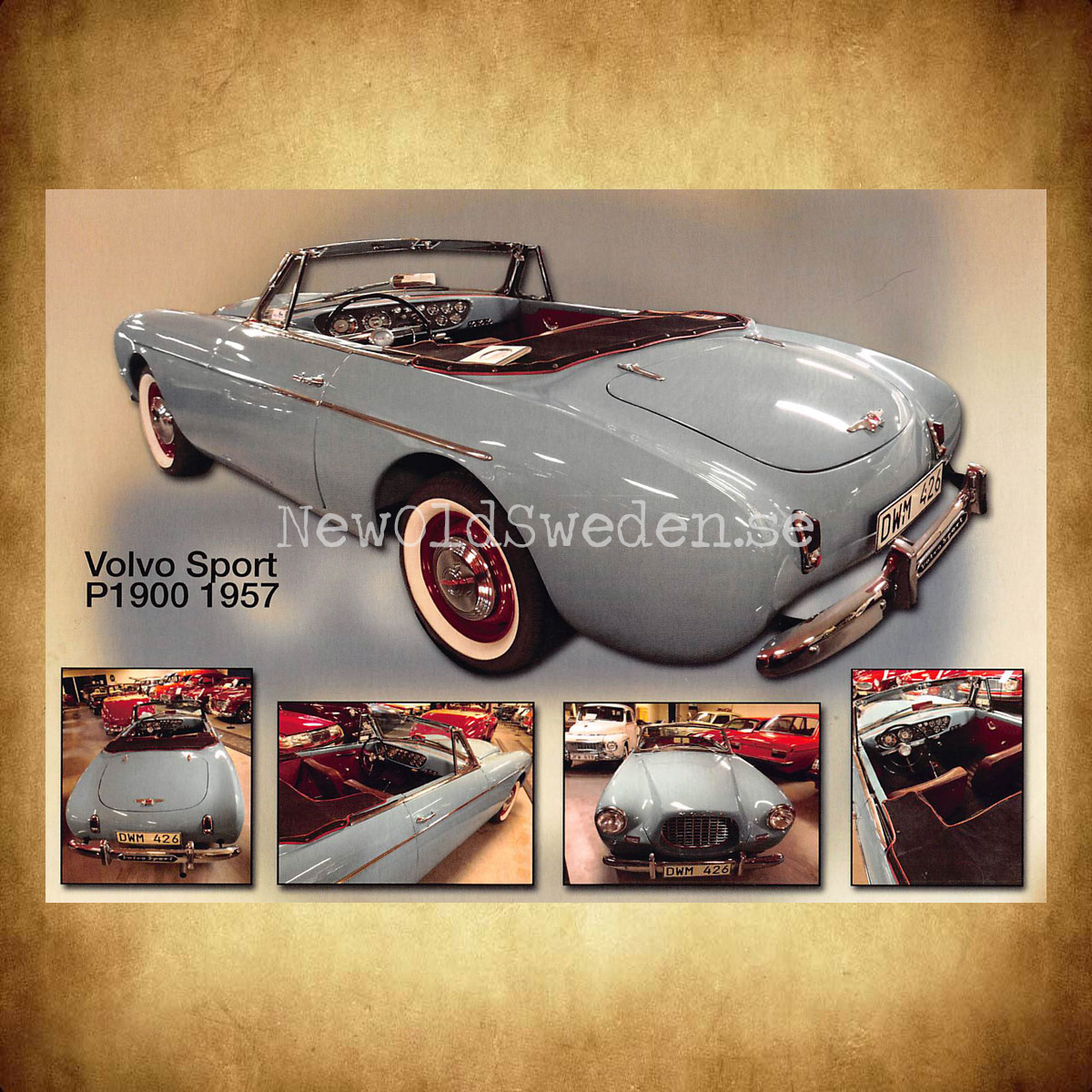 Volvo SPORT P 1900 - 1957 års modell - Vykort A5 - 2