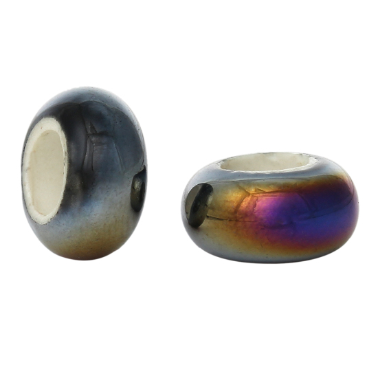 Bead / pendant-Ceramic Black AB - 2