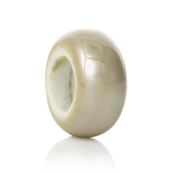 Bead / pendant-Ceramic Khaki  AB