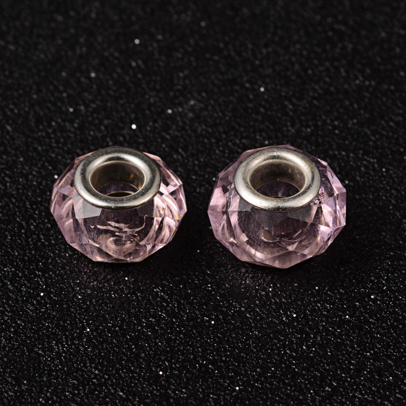 Pärla / hänge -  Glas, Facetterad Rosa - 2