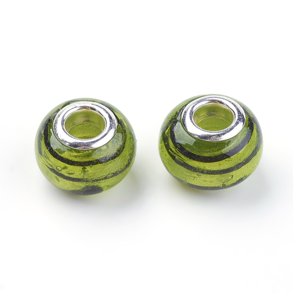 Bead / pendant- Silverfoil, Green