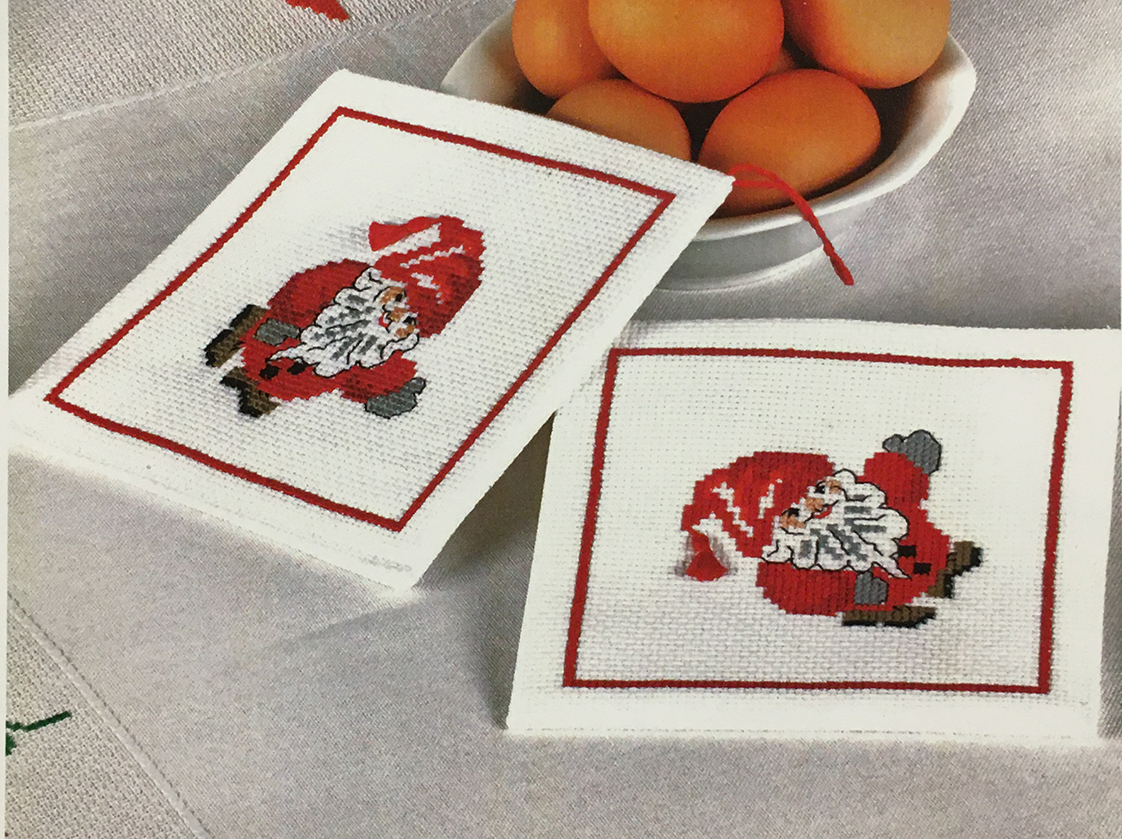 Korsstygn 2-pack grytlapp tomte