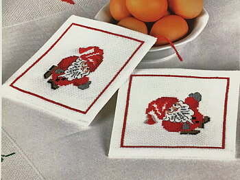Korsstygn 2-pack grytlapp tomte