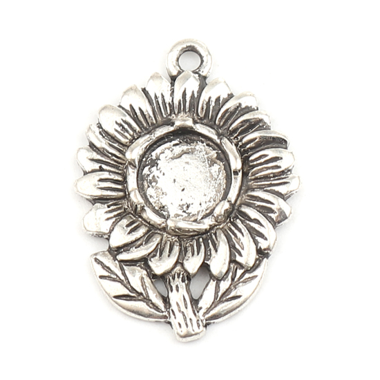 Cabochon Setting connector , sunflower 8mm