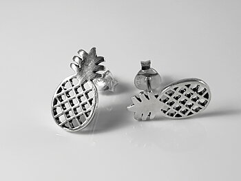 Pineapple ca. 7,5 x 8,6mm , earrings 925-silver