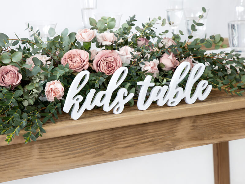 Stående träord | "Kids table" | Vit