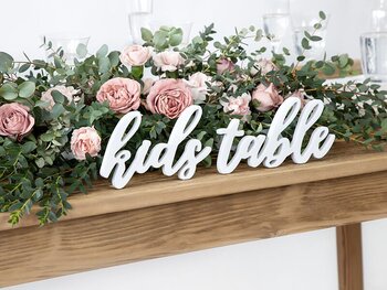 Stående träord | "Kids table" | Vit