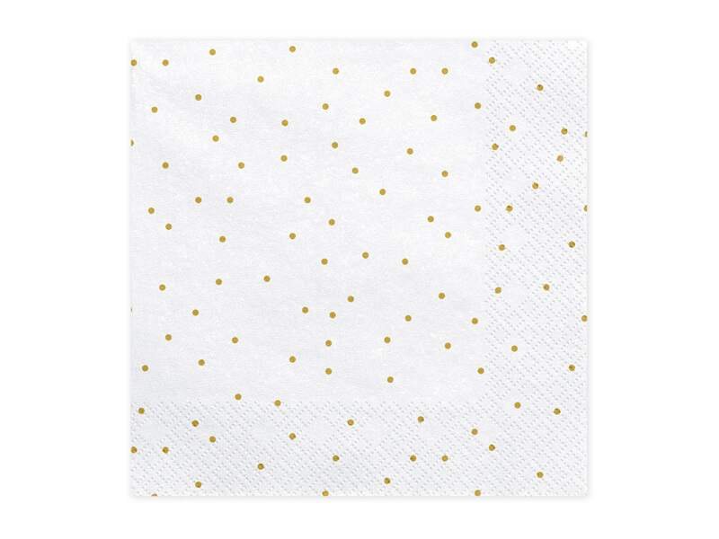 Servetter | 20-pack | Vita med guld-prickar