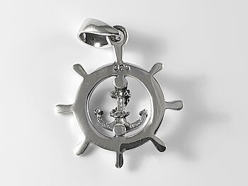 Båtratt med ankare, hänge 925-silver