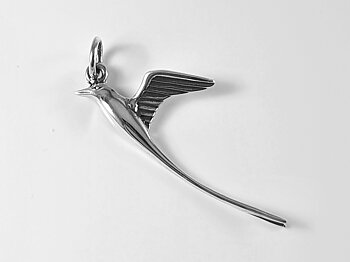 Fågel med lång bakdel, hänge 925-silver 