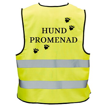 Reflexväst Gul Ornge eller Rosa HUND PROMENAD med 4 hjärt tassar 