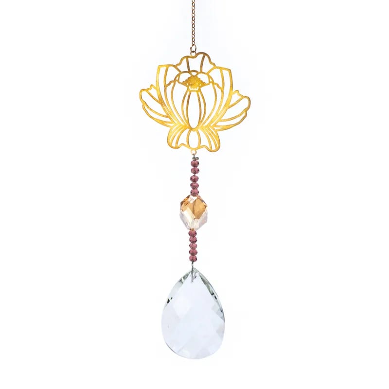 Feng shui hänge - Lotus med fascett slipad Drop