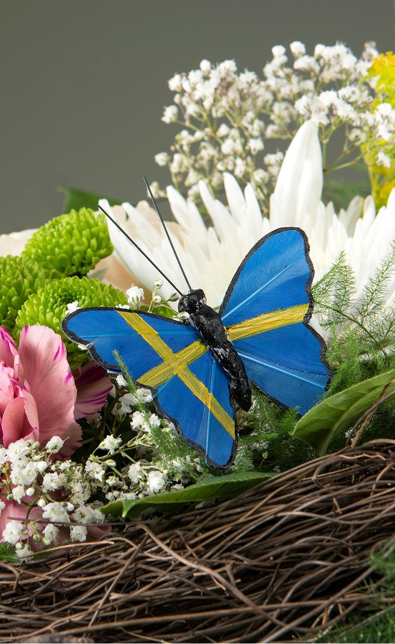 Butterfly/Stick Sweden Flag - 9 cm - 2