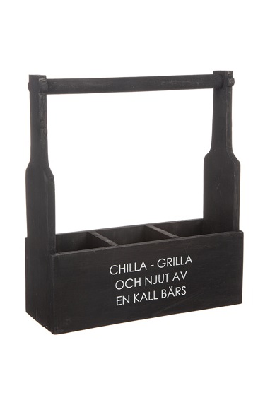 Wooden box with handle for bottles - Black - 3