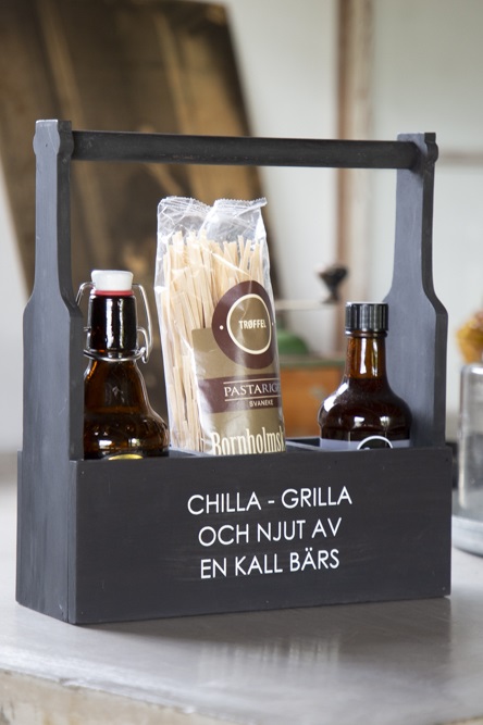 Wooden box with handle for bottles - Black